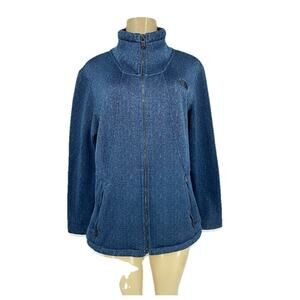The North Face XL Women Fleece Lined Full Zip Jacket Blue Outdoor ZIP CLT